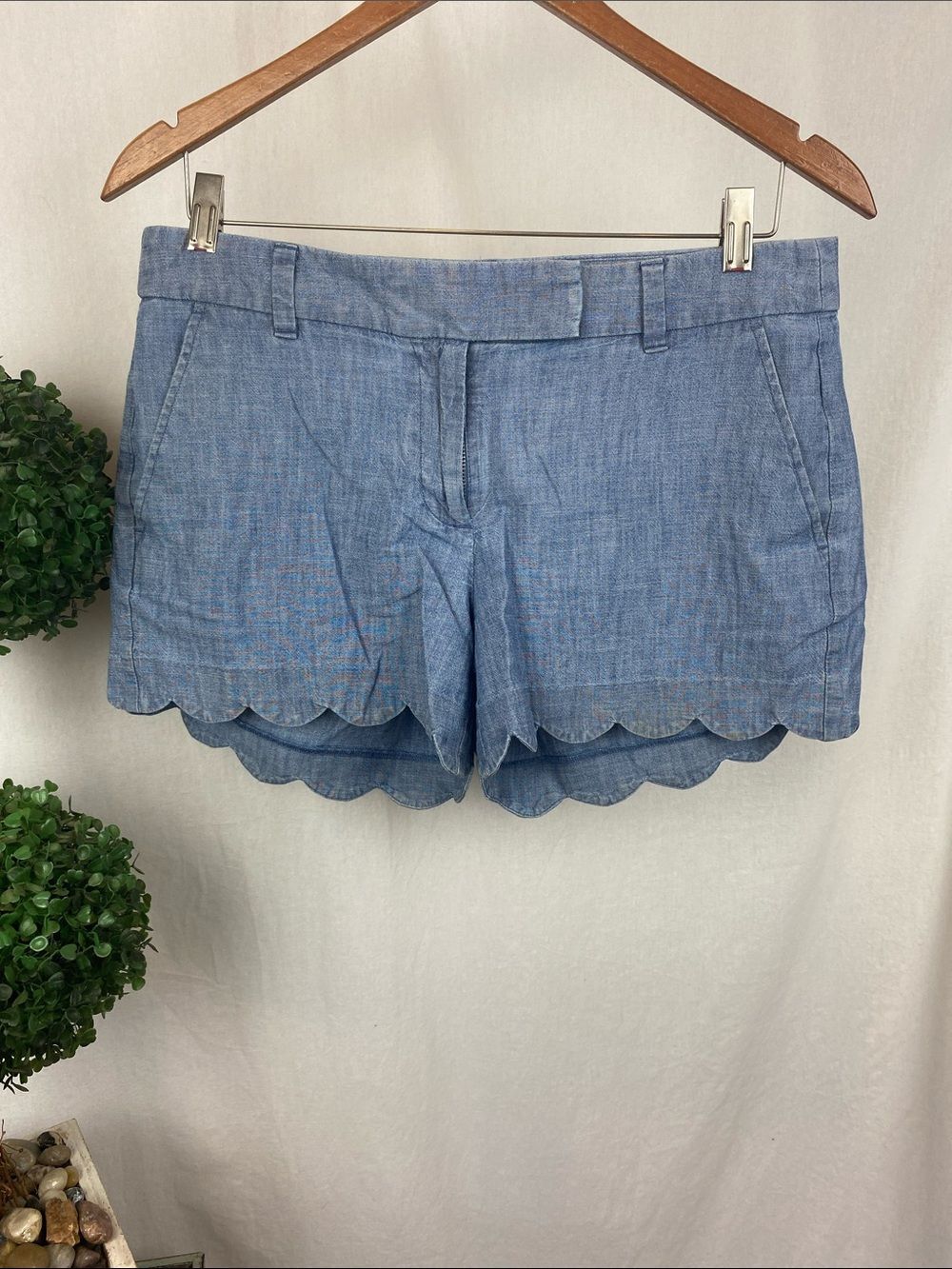 J Crew Blue Scallop Hem Bermuda Shorts 6 - Picture 2 of 6